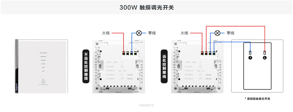 罗格朗逸远300W触摸调光开关接线图